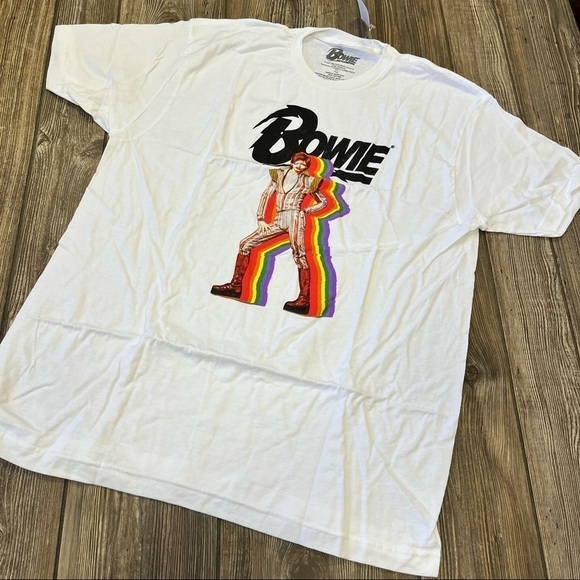 DAVID Bowie Pride White Short Sleeve Graphic Tee Rainbow 1X & XXL - Picture 2 of 8